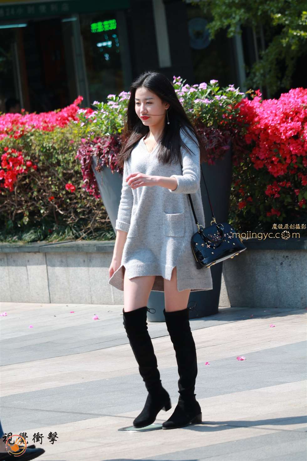 图片[5]-长靴 休闲连衣服美女-街拍流行馆