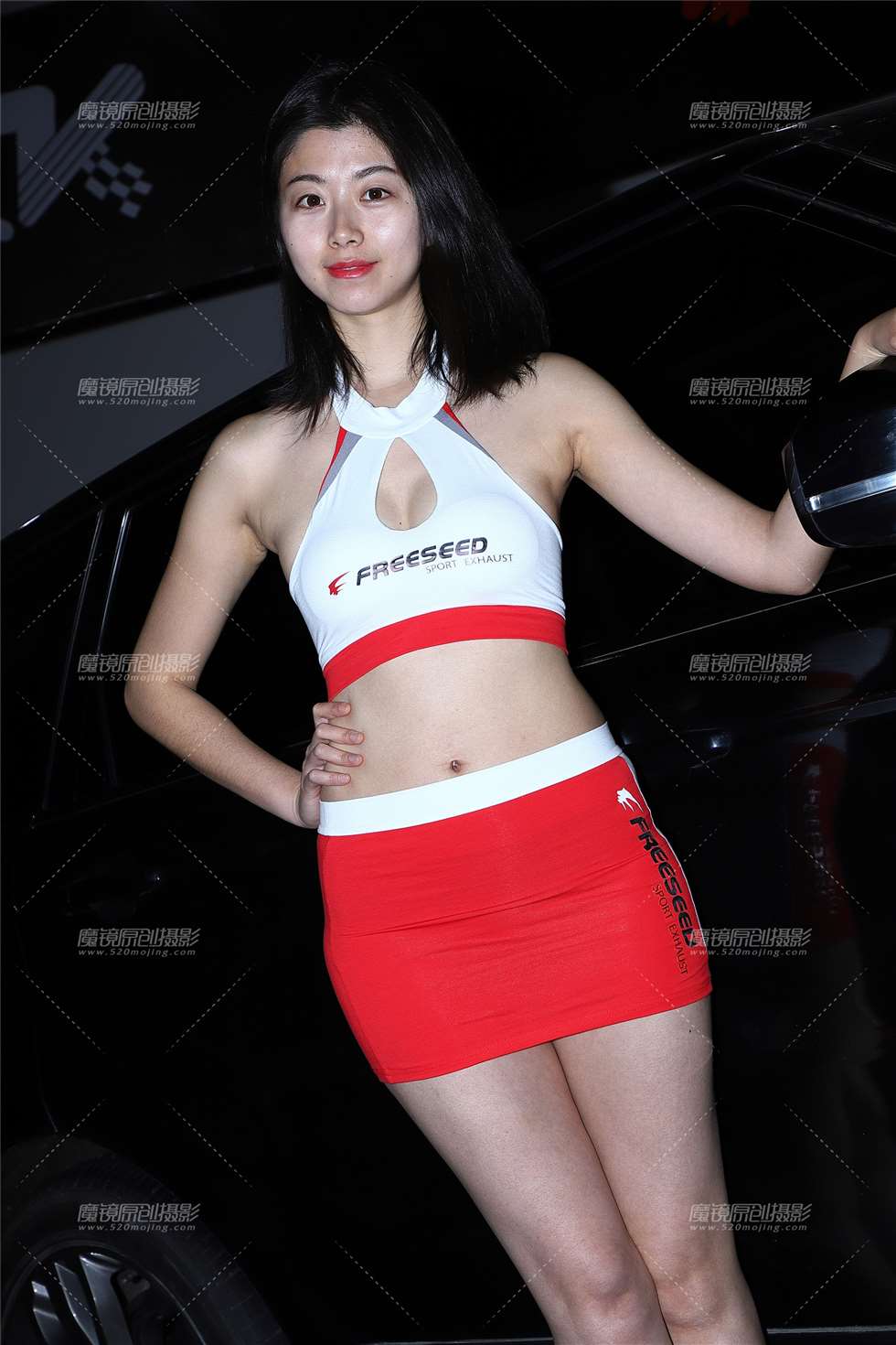 图片[3]-红白制服美女车模-街拍流行馆