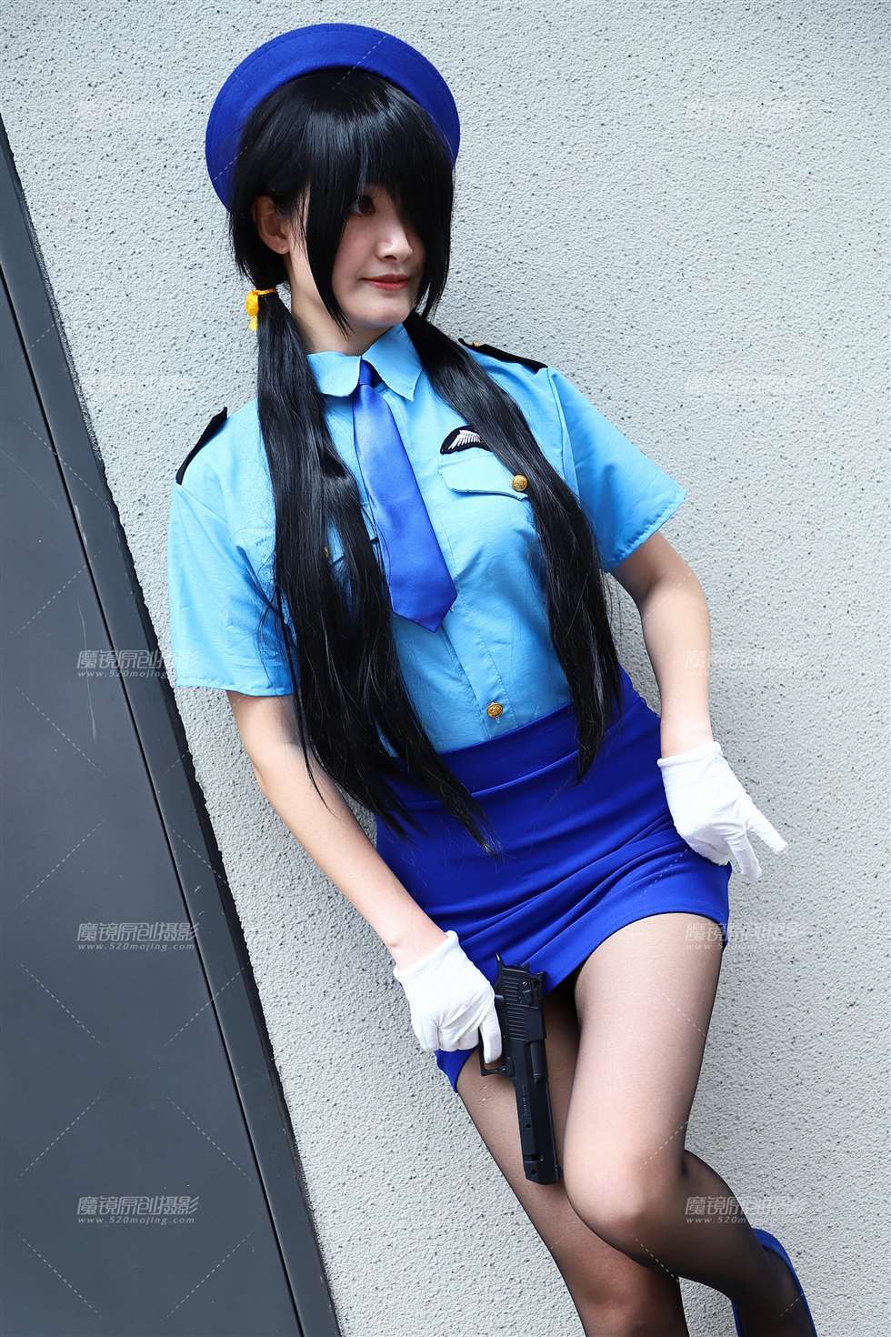图片[4]-蓝色制服短裙长腿黑丝coser-街拍流行馆