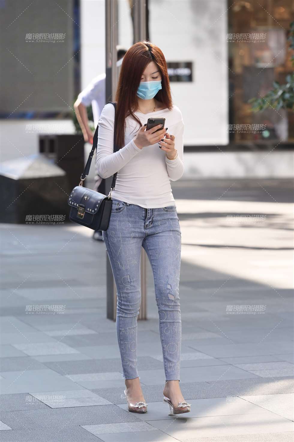 图片[3]-高跟紧牛美女-街拍流行馆
