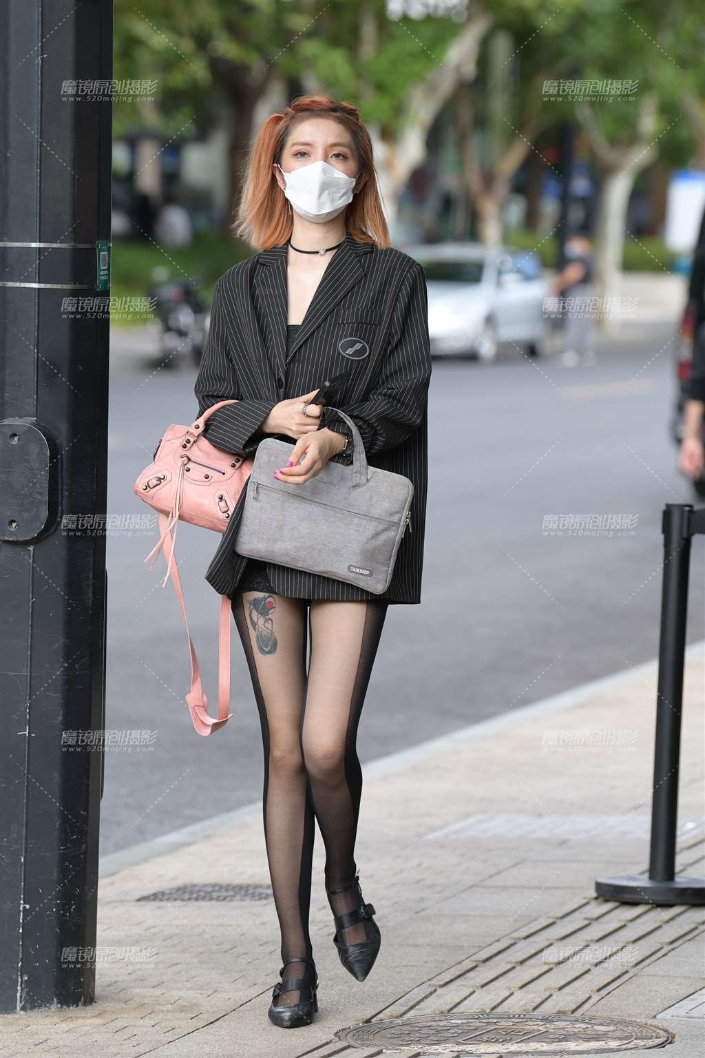 图片[1]-时尚拼丝女生-街拍流行馆