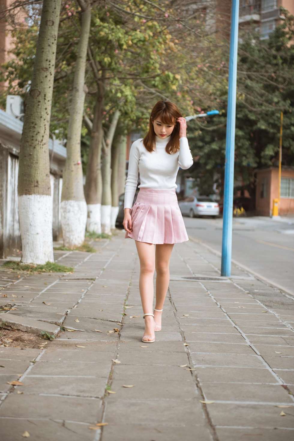 图片[5]-[街拍精选]粉色百褶裙肉丝高跟美少女（购图）-街拍流行馆