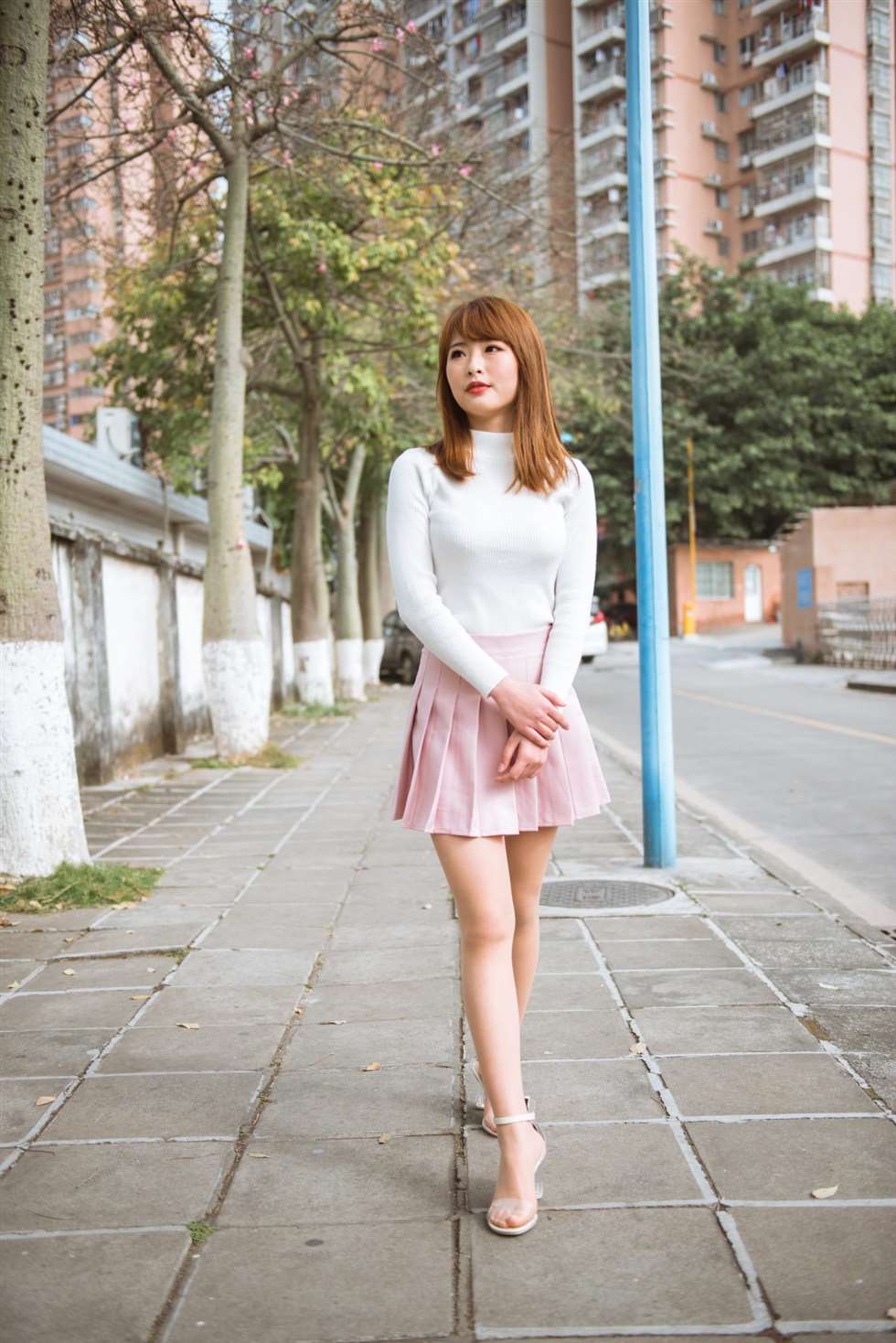 图片[3]-[街拍精选]粉色百褶裙肉丝高跟美少女（购图）-街拍流行馆