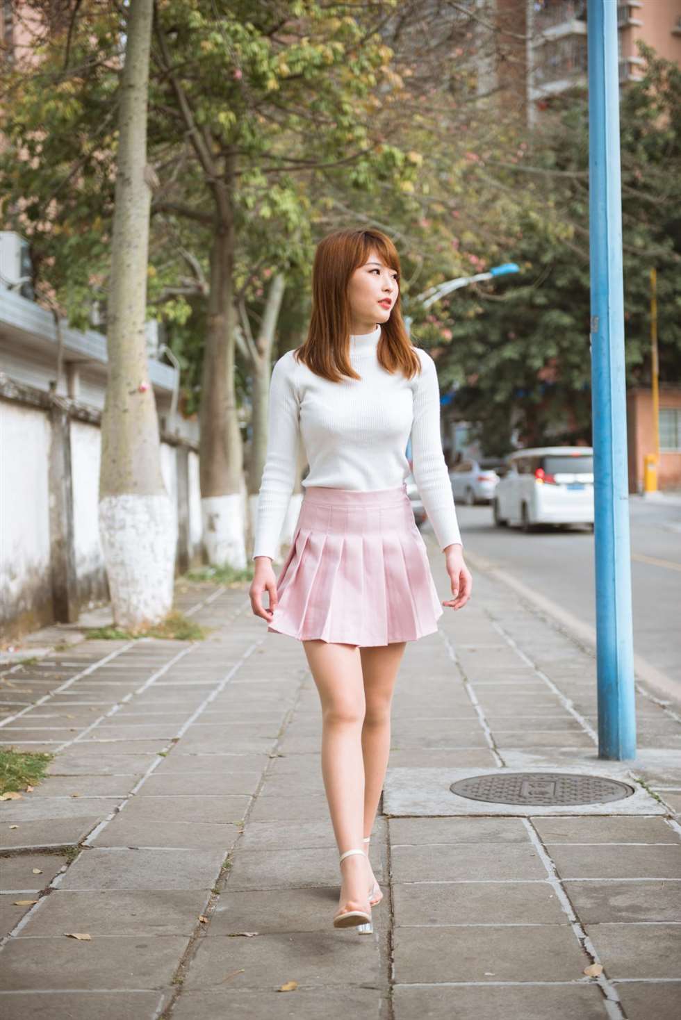 图片[2]-[街拍精选]粉色百褶裙肉丝高跟美少女（购图）-街拍流行馆