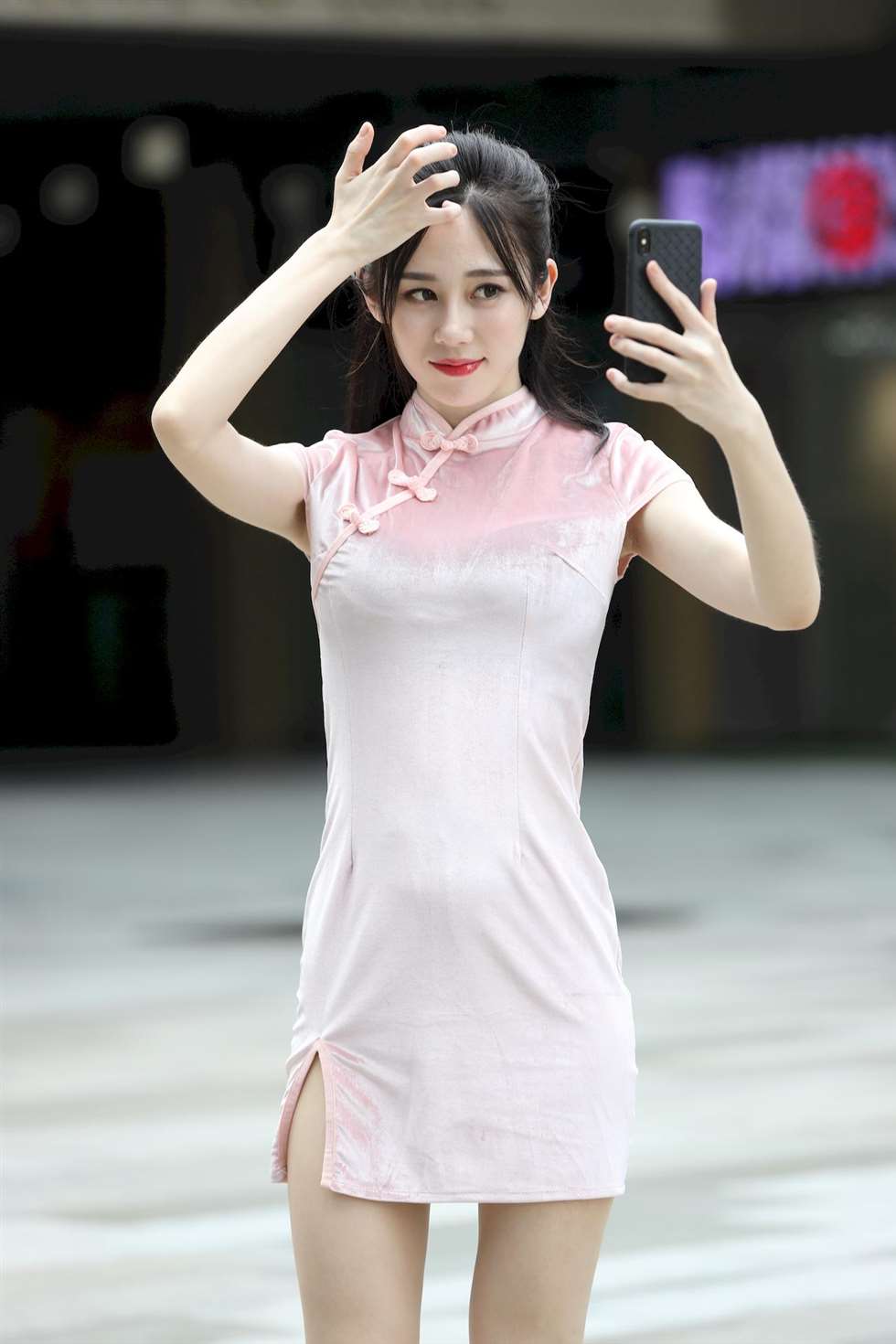 图片[4]-[街拍精选]辉辉模拍售图作品极品粉色旗袍肉丝美腿美眉（购图）-街拍流行馆